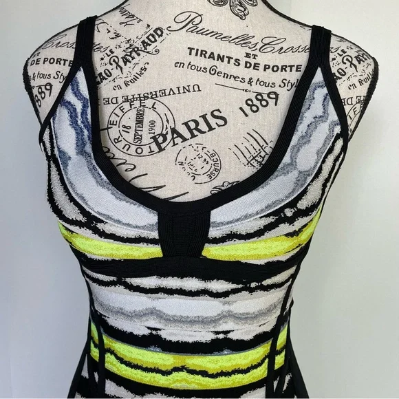 Herve Leger Rachael striped ripple jacquard dress size S small